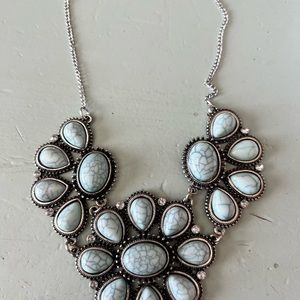 Aqua Stone Silver Necklace